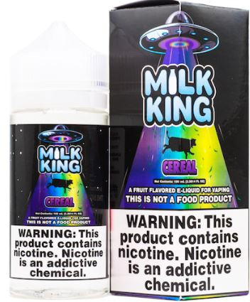 Milk King - Cereal by dripMORE is a recreation of the sweet milky liquid remnants after a bowl of frosted cereal, borrowing elements of sweetened creamy milk and pairing it with sugary cereal flakes
