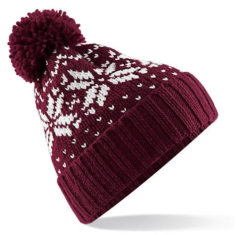 maroon bobble hat