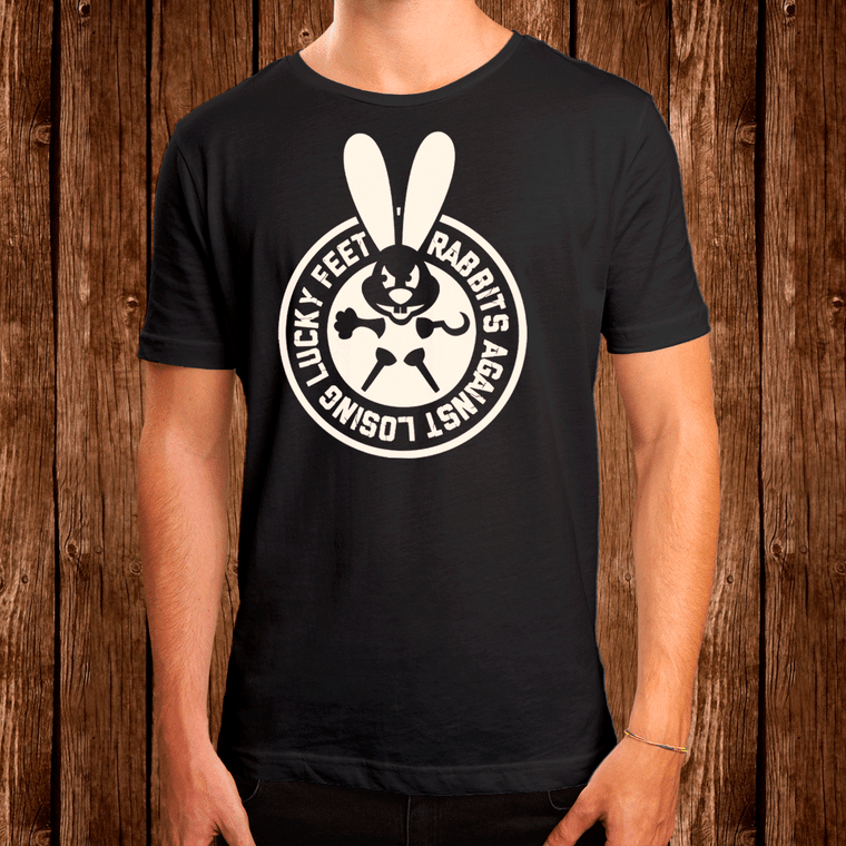 rabbits against losing lucky feet vegan tshirt
