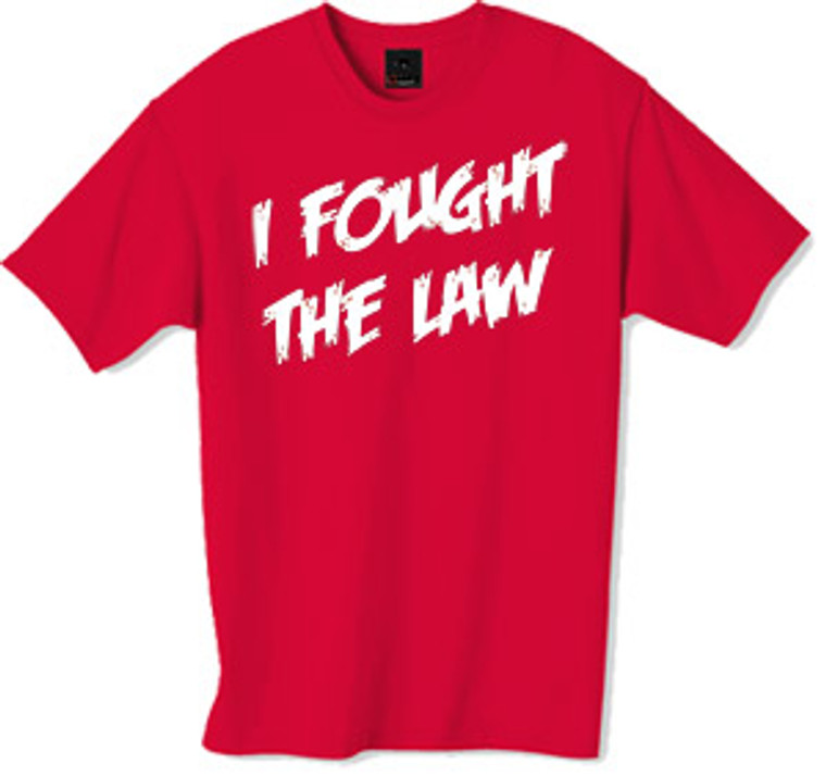 The Clash I fought the law t-shirt.  The Clash were an English punk rock band that formed in 1976 as part of the original wave of British punk. Along with punk, their music incorporated elements of reggae, ska, dub, funk, rap, dance, and rockabilly.