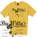 Big Willys Casino and Bar t-shirt, poker in the rear, liquor in the front, very popular t shirt, just one of our huge range of funny t shirts.