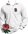 A 1970's style retro England Rugby shirt. This Retro 1970's style rugby shirt is ideal for showing the World that you are proud to  support the England Rugby side. Traditional England rugby shirt with white collar and cuffs. The Red English rose has been beautifully embroidered on the front left breast. This garment is a tribute to England Rugby and the traditional English rugby fan and as such is 100% Unofficial.