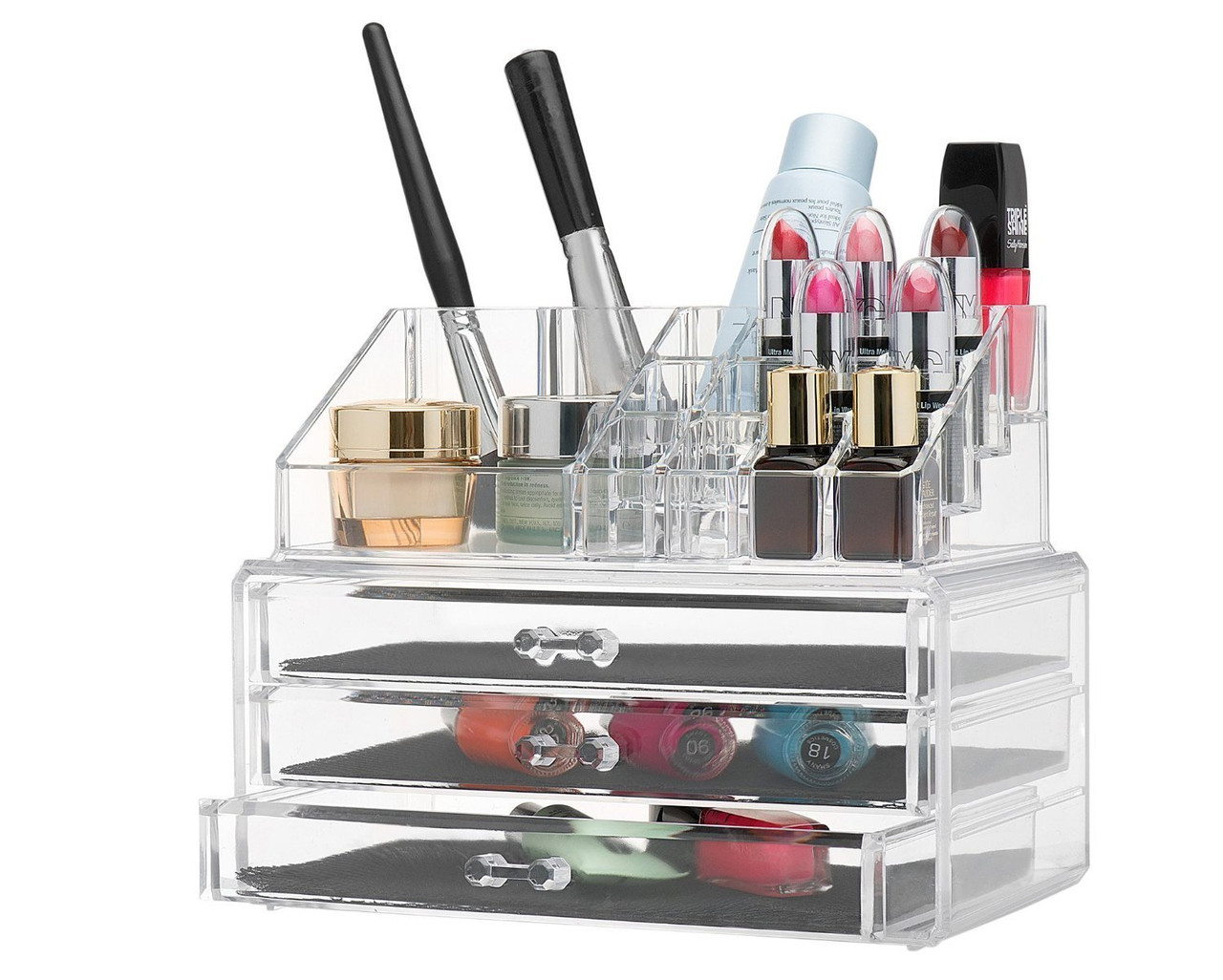 Makeup Storage Organizer Makeup Portable Acrylic Cosmetic Storage Box,  Transparent Drawers Jewelry Box Cosmetic Holder For Dresser And Bathroom