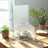 Clear Acrylic Donation, Ballot, & Suggestion Boxes with Display -2 Pack