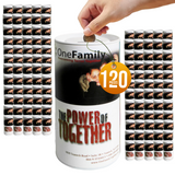 5.5 inch high Cardboard Donation Cans with tin top and bottom- Custom Printed Label, Eco-Friendly, Case of 120 Pieces