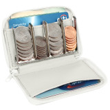 Coin Purse Wallet With Coin Sorter-White/open