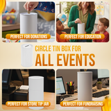 5 inch high Round Cylinder Tin Coin Collection Can with Slotted Removable Lid - (Case of 72 Pieces)