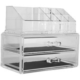 Acrylic Makeup & Cosmetic Jewelry Organizer -Storage Display Box with 2 set of Drawers