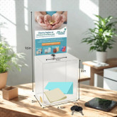 Extra Large Clear Acrylic Donation, Ballot, & Suggestion Box with Lock & Large Display Panel