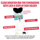 Extra Large Clear Acrylic Donation, Ballot, & Suggestion Box with Lock & Large Display Panel