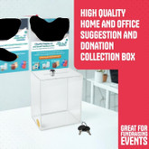 Extra Large Clear Acrylic Donation, Ballot, & Suggestion Box with Lock & Large Display Panel