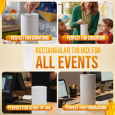 4.5 inch high  Cardboard Donation Cans with tin top and bottom- No Customization, Eco-Friendly, Case of 140 pieces