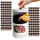 5.5 inch high Cardboard Donation Cans with tin top and bottom- Custom Printed Label, Eco-Friendly, Case of 120 Pieces