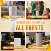 8 inch high Cardboard Donation Cans with tin top and bottom- No Customization, Eco-Friendly, Case of 80 Pieces