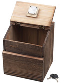 Countertop Wooden Donation Box with Lock and Card Slots for Ballots
