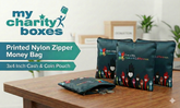 Printed Nylon Zipper Money Bag - 3x4 Inch Cash & Coin Pouch (Minimum Order 100)
