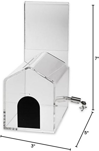 Compact House-Shaped Clear Acrylic Donation, Ballot, and Suggestion Box with Lock and Display Panel