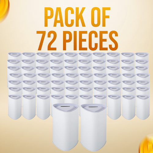 Triangle Tin Donation Box with Slotted Lid - Blank, Case of 72 Pieces