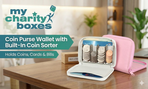 Coin Purse Wallet with Built-In Coin Sorter