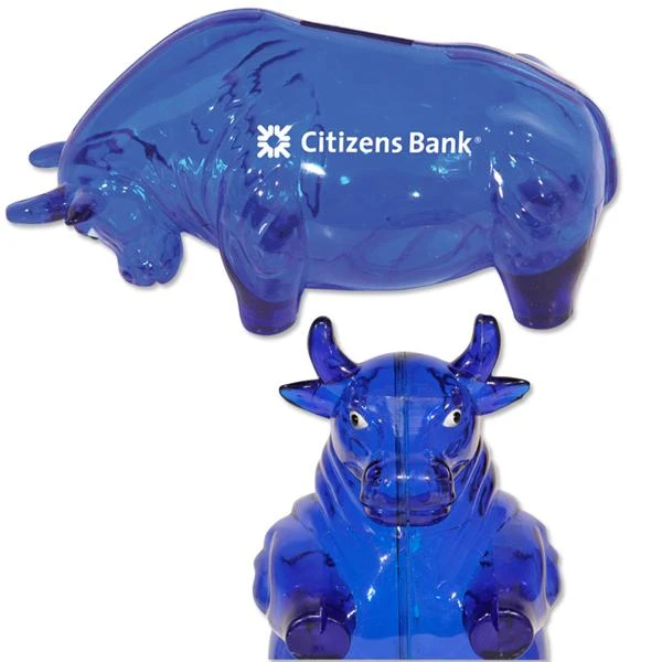 Bull Shaped Money Bank - Translucent Blue