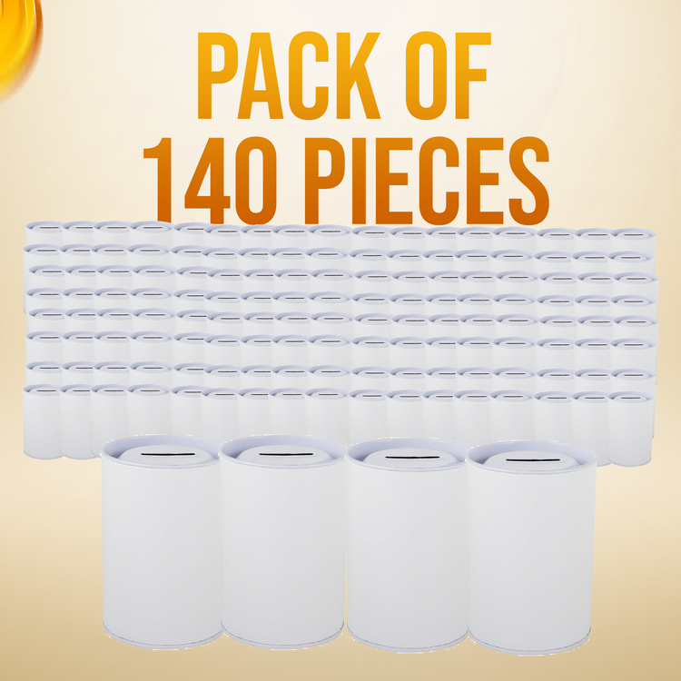 4.5 inch high  Cardboard Donation Cans with tin top and bottom- No Customization, Eco-Friendly, Case of 140 pieces