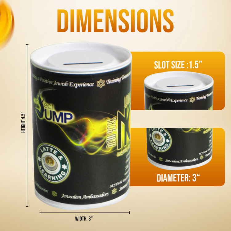 4.5 inch high Cardboard Donation Cans with tin top and bottom- Custom printed label, Eco-Friendly, Case of 140 pieces