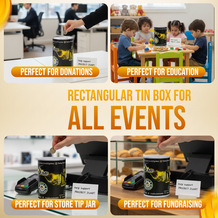 4.5 inch high Cardboard Donation Cans with tin top and bottom- Custom printed label, Eco-Friendly, Case of 140 pieces