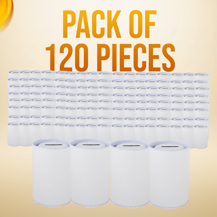 5.5 inch high Cardboard Donation Cans with tin top and bottom- No Customization, Eco-Friendly, Case of 120 Pieces
