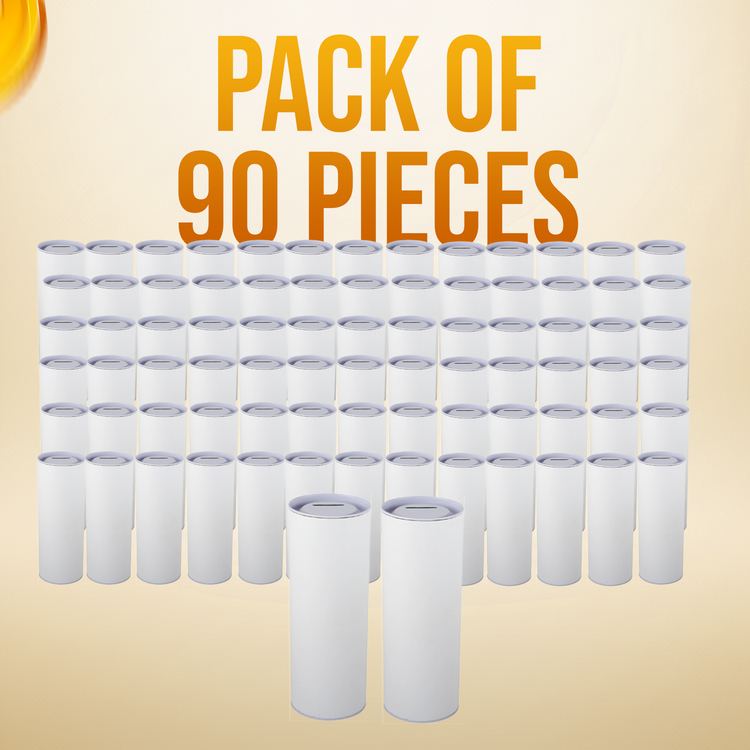 6.5 inch high Cardboard Donation Cans with tin top and bottom- No Customization, Eco-Friendly, Case of 90 Pieces