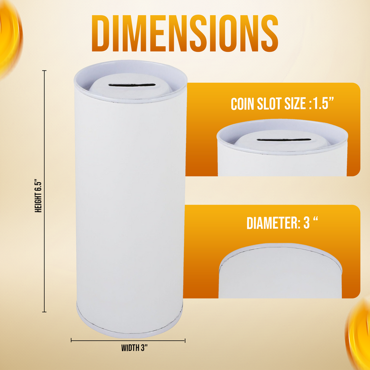 6.5 inch high Cardboard Donation Cans with tin top and bottom- No Customization, Eco-Friendly, Case of 90 Pieces