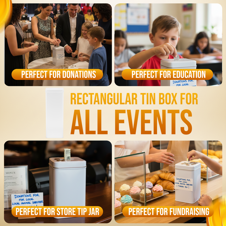 Square Blank Tin Donation Box with Slotted Lid - Case of 80 Pieces 