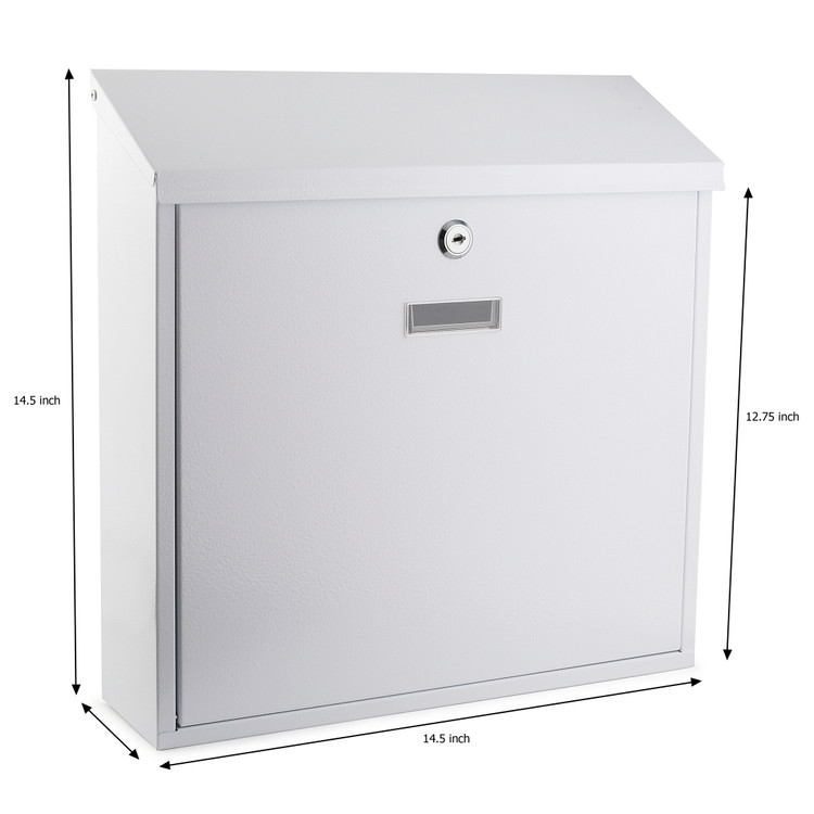 Metal Waterproof outdoor Mailbox, Steel office comment & Suggestion ballot Box Secure Box With top Extra Wide Slot for envelopes Wall Mount with pre drilled holes Drop Box