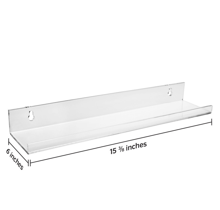 Floating Shelves Wall Mounted Bookshelf 15 x 5 x3 Clear Acrylic Bathroom Shelves Cosmetics Organizer(2Pack)