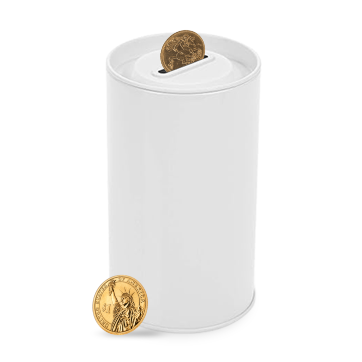 4.5 inch high  Cardboard Donation Cans with tin top and bottom- No Customization, Eco-Friendly, Case of 140 pieces