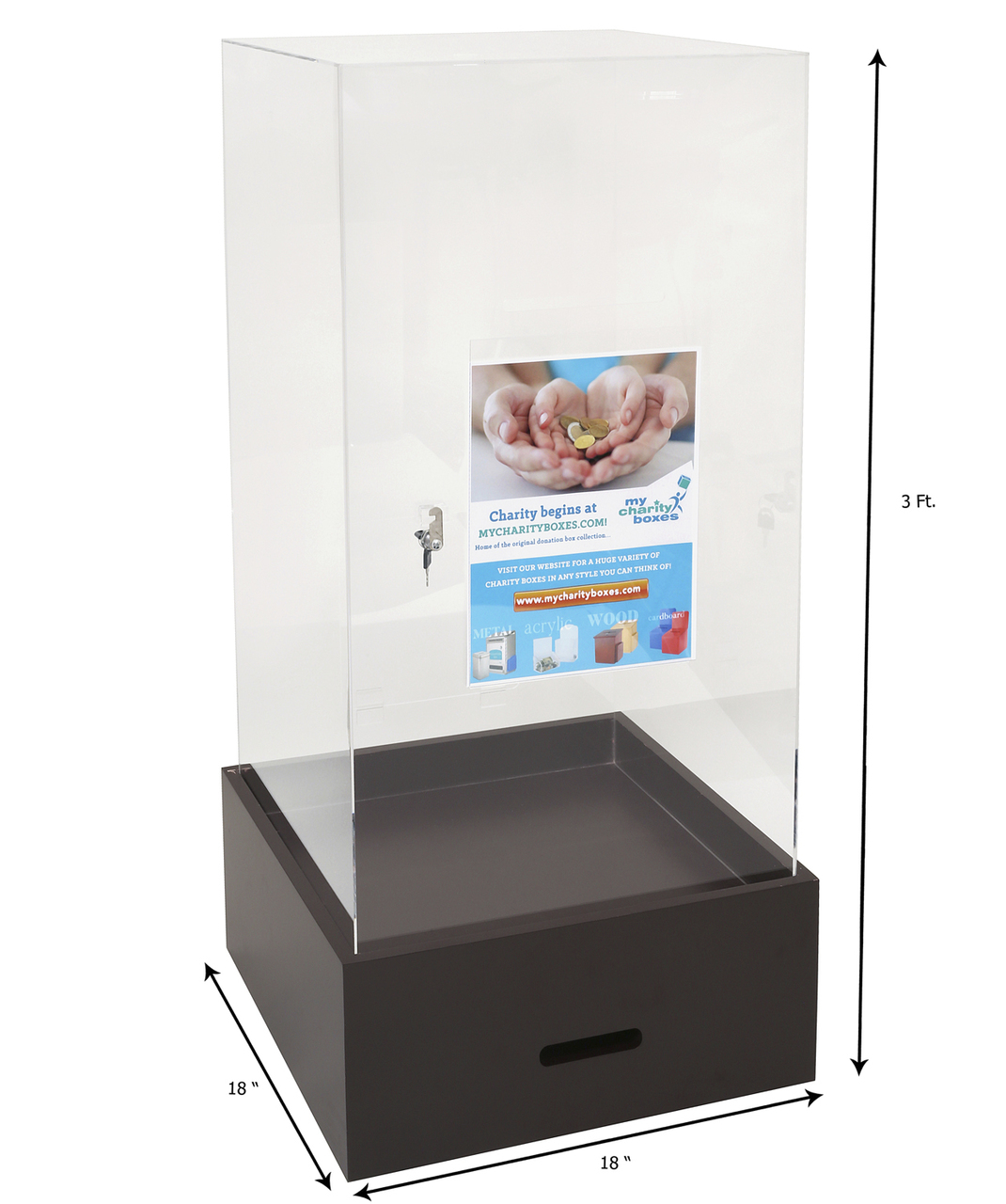 Charity Donation And Clear Acrylic Ballot Box W Lock 8 5 X 11