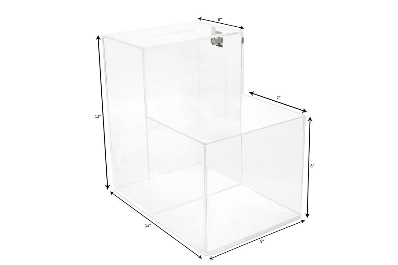 Deluxe Donation Collection Charity Box W/ Two Compartments One Compartment  Locked And Other Open For Give And Take