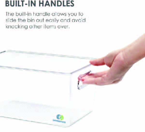 SAVERSTATE Clear Plastic Pantry Organizer Bins, with Handle for Refrigerator  - My Charity Boxes