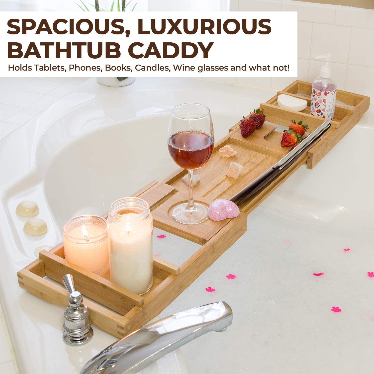 Gift for Her 2 in 1 Bathtub Caddy & Bed Tray With Free Soap Holder Perfect  Birthday Gift or House Warming Gift 