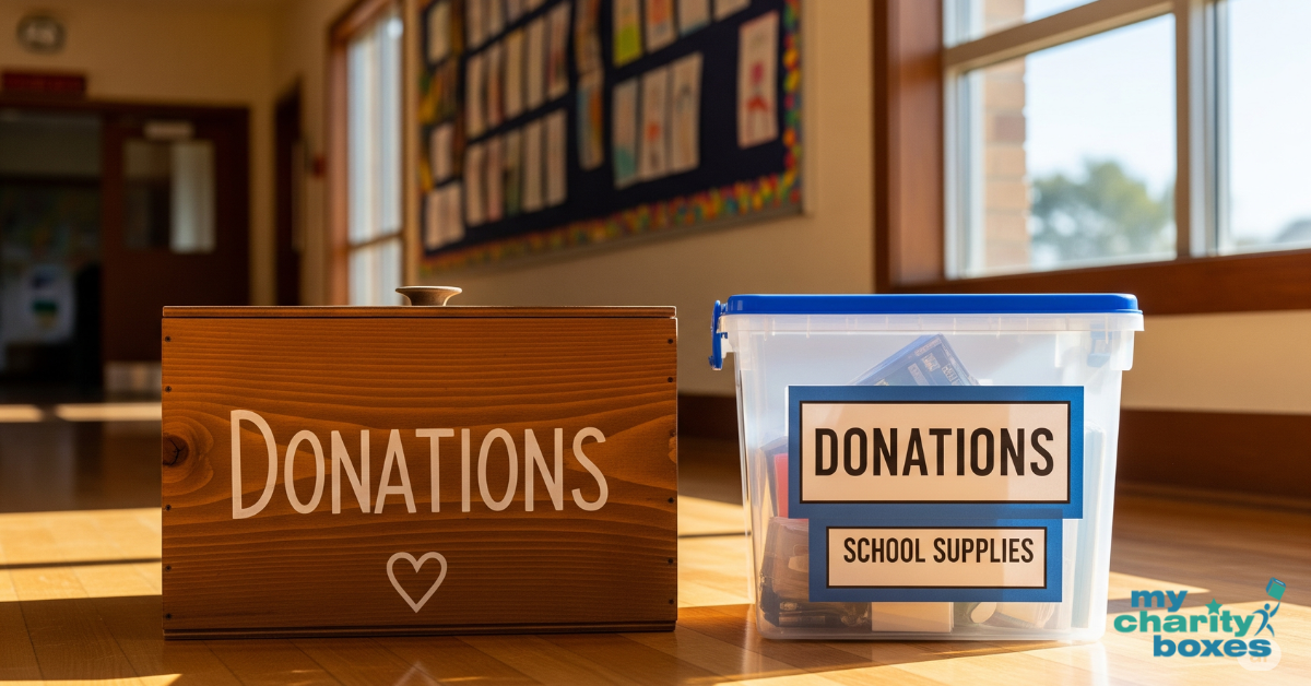 Custom Wood & Plastic Donation Boxes for Schools and Communities