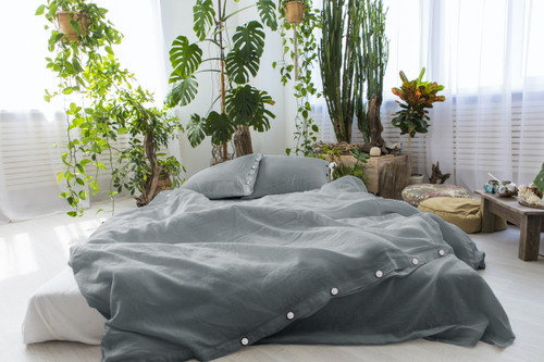 Linen Duvet Cover in *GREY* Euro king size: 102x87 inch (260x220cm)