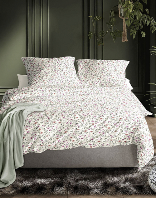 Duvet Cover Set "ELEGANT FLORAL" / White Botanical with Soft Pink Accents