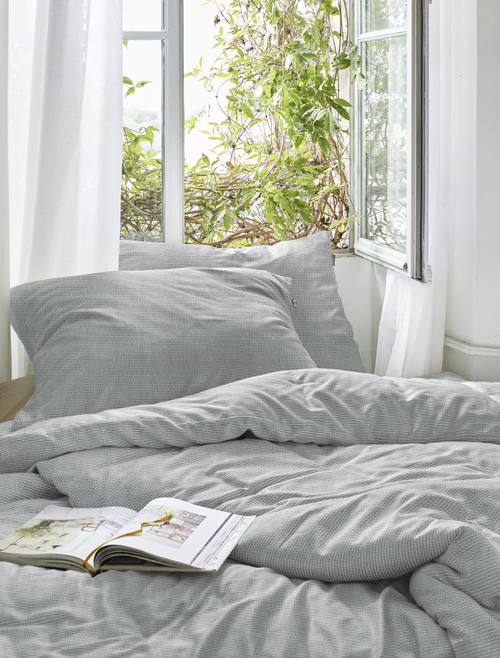 Duvet Cover Set SKY *seersucker cotton / silver / grey*