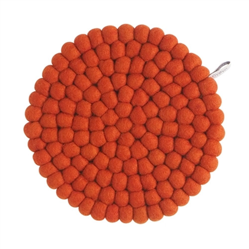 Wool Felt Ball Trivet Hot Pad 10 inch Rust