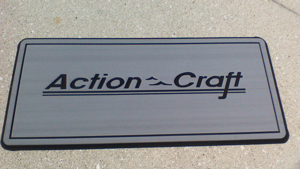 Helm pad 12" X27" gray on black with Action Craft Logo 