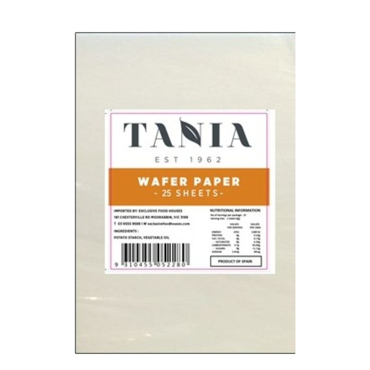Tania Rice Wafer Paper 25 Pieces 200g - The Red Spoon Co