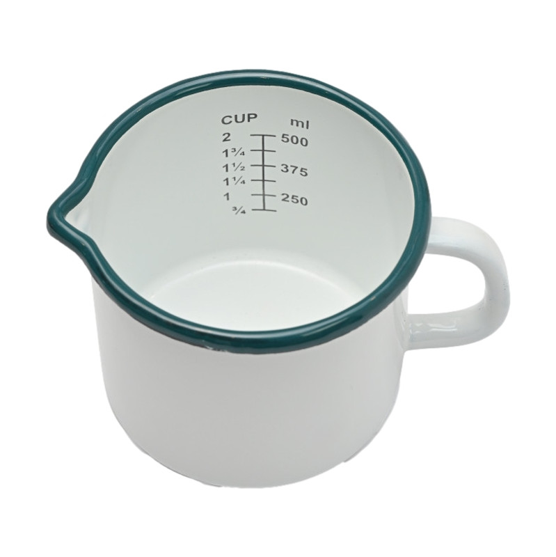 White Enamel Measuring Jug - Whisk