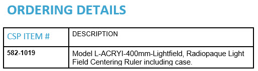 Radiopaque Light Field Centering Ruler Set - 400mm '0' Center Ruler