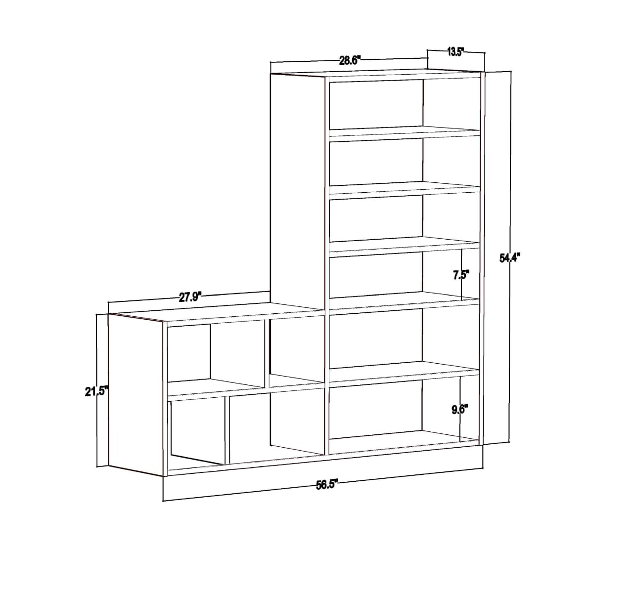 Jersey Modern Shoe Rack - 54.4'' H x 56.5'' W x 13.5'' D - Oak