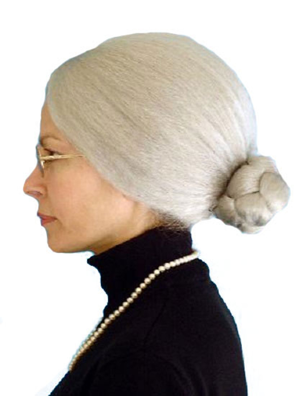 Grey granny shop wig with bun