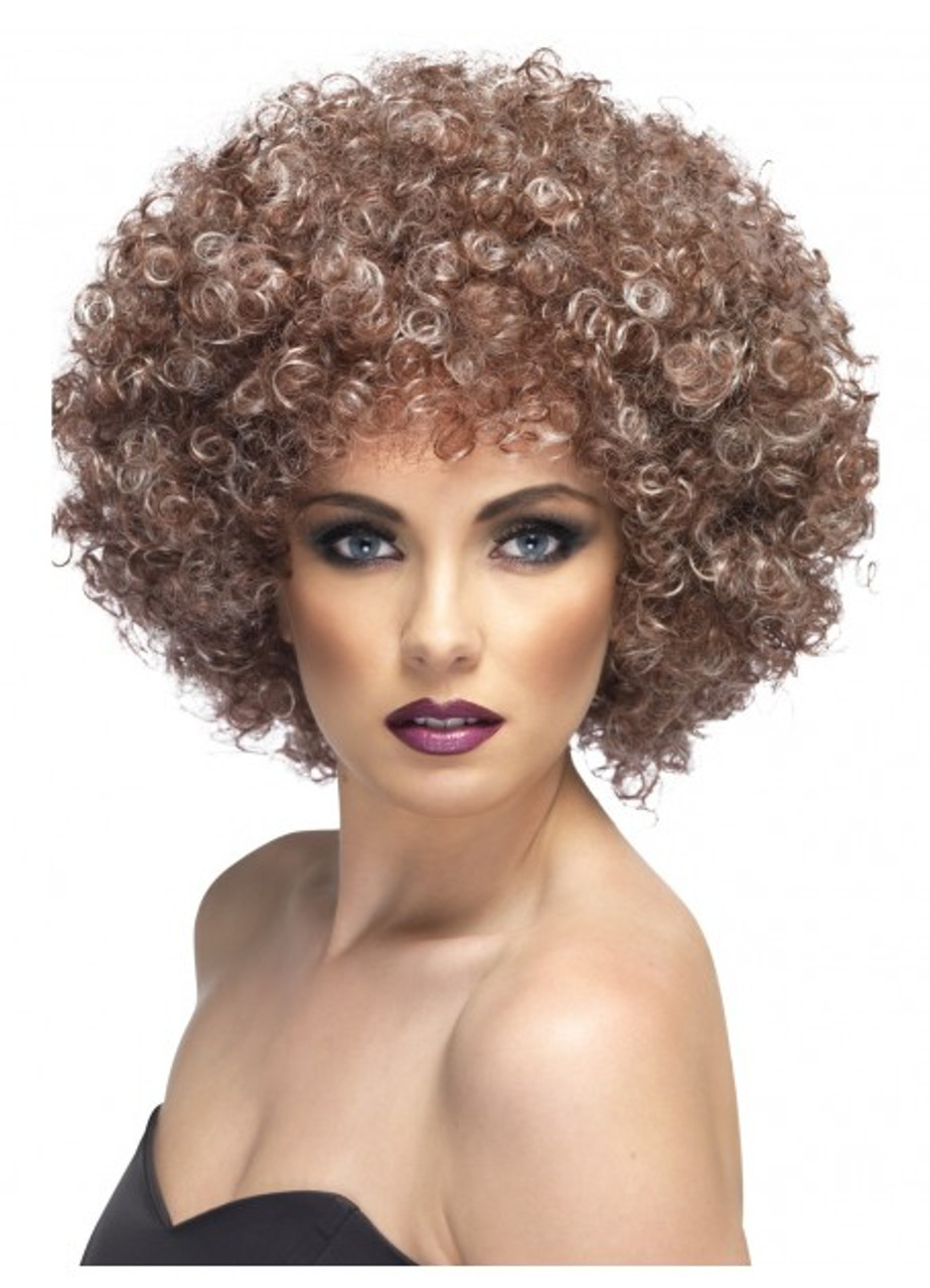 Brown curly shop afro wig